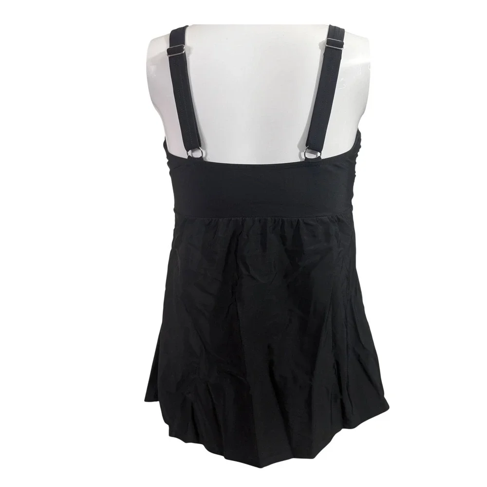 NWOT Black Tankini Swim Top Tummy Control Padded Adjustable Straps Size M - Picture 5 of 7
